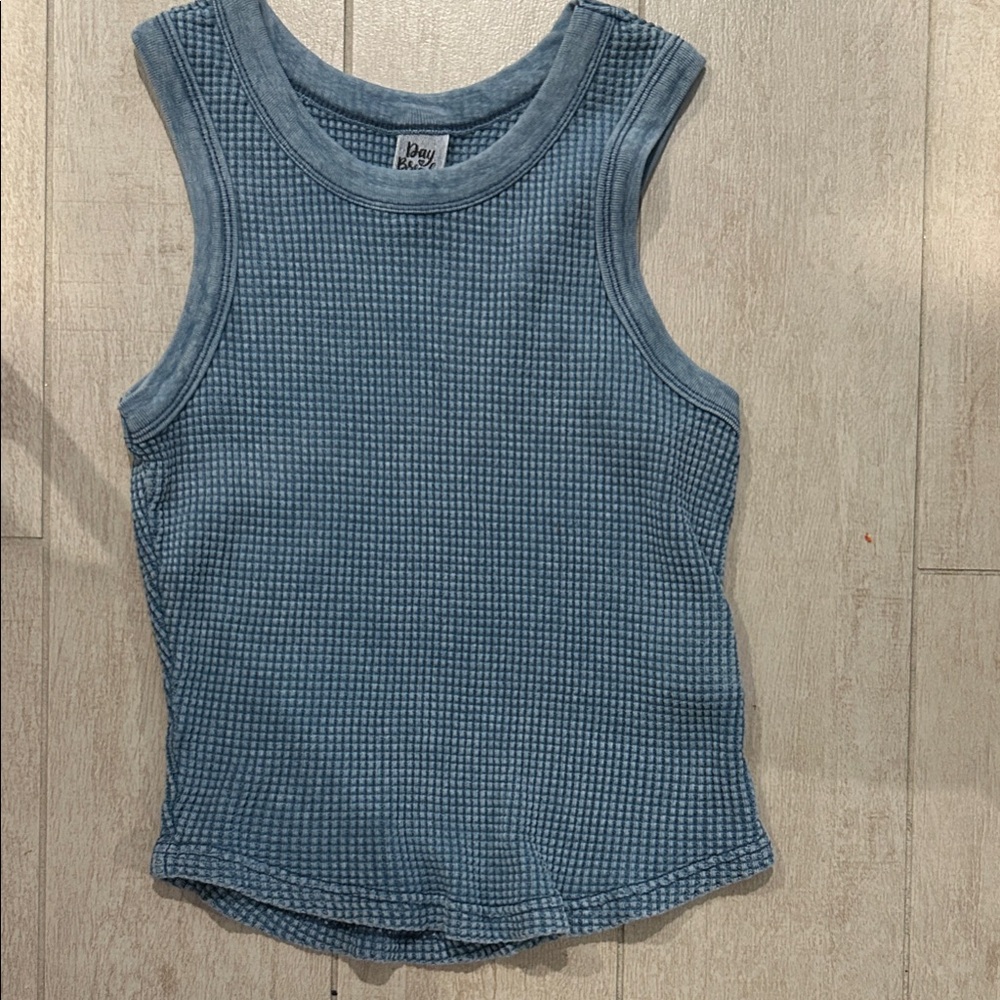 Daydreamer Textured Blue Tank Top